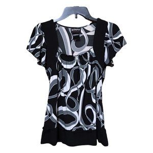Hot Tempered Women Fashion Top, Black and Gray, Medium
